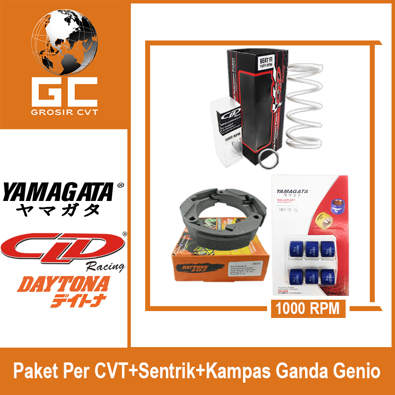 Paket Per CVT + Sentrik + Roller Kampas Ganda Honda Genio Beat Deluxe Scoopy New Vario Spacy 110 DAYTONA CLD YAMAGATA 1000/1500 RPM