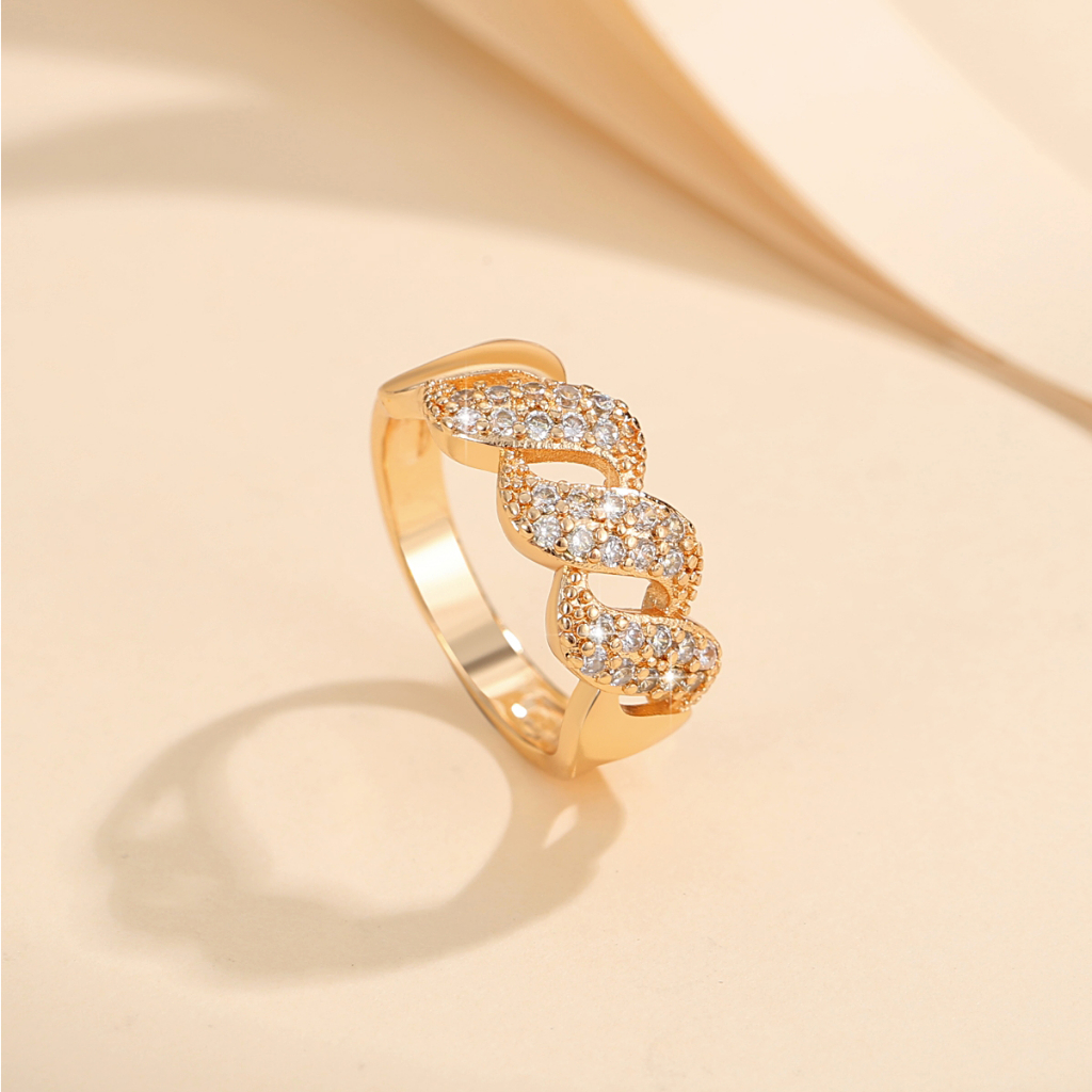 Y111 【COD】 Cincin Mewah Titanium Anti Karat Wanita Berlian Perhiasan Imitasi Perhiasan Wanita