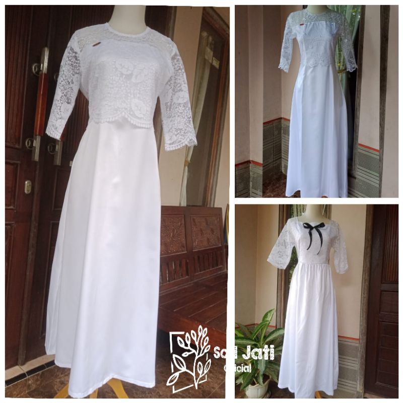 Long Dress Sidi / Gaun Putih Panjang Brokat Terbaru
