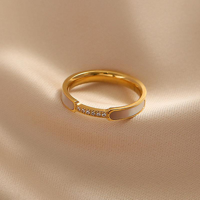 Cincin Titanium Gold Mata Tanam Korea Elegan Fashion Style