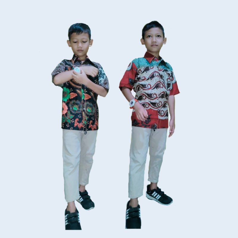 Hem batik anak// kemeja anak kombinasi usia 3-9 tahun