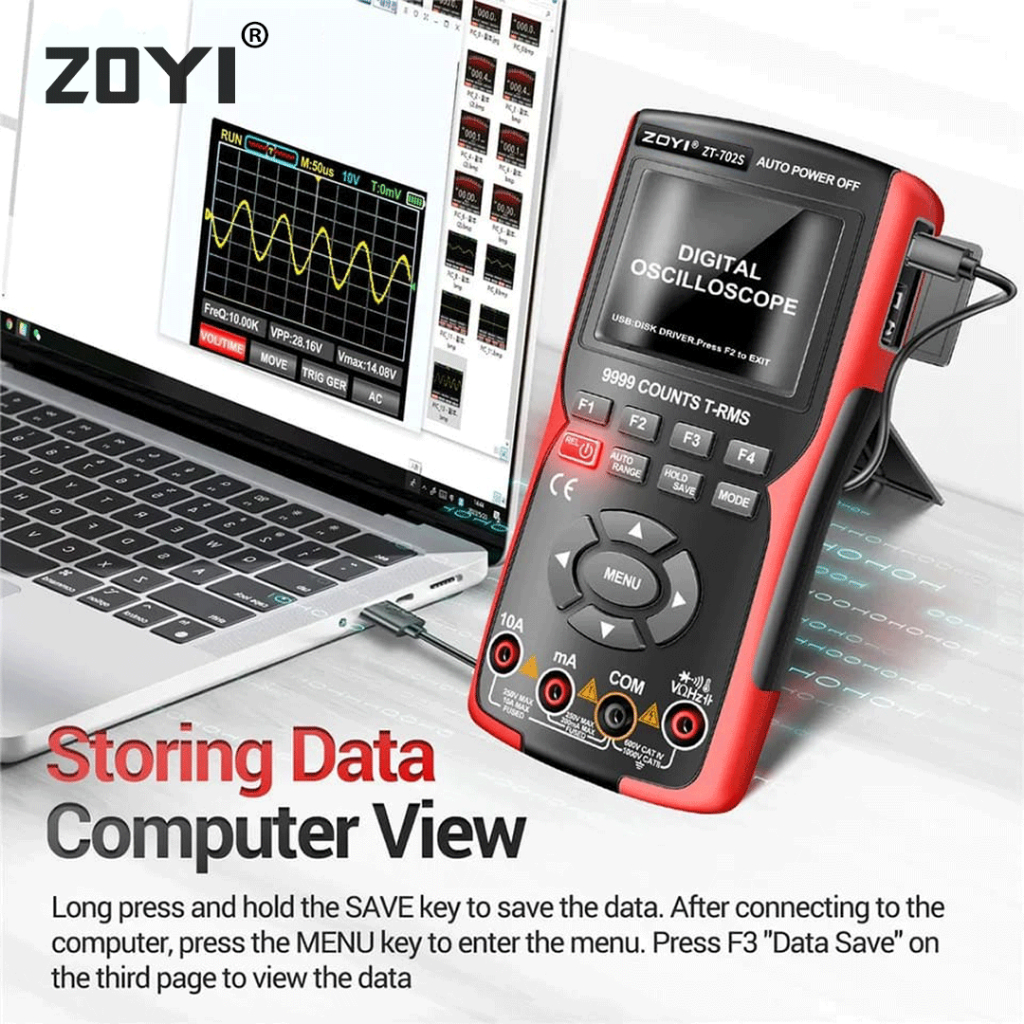 ZOYI ZT-702S Digital Oscilloscope Multimeter 48M/S 10MHZ PC Waveform