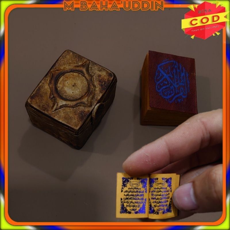 Al-Qur'an stambul tinta biru wadah kotak antik