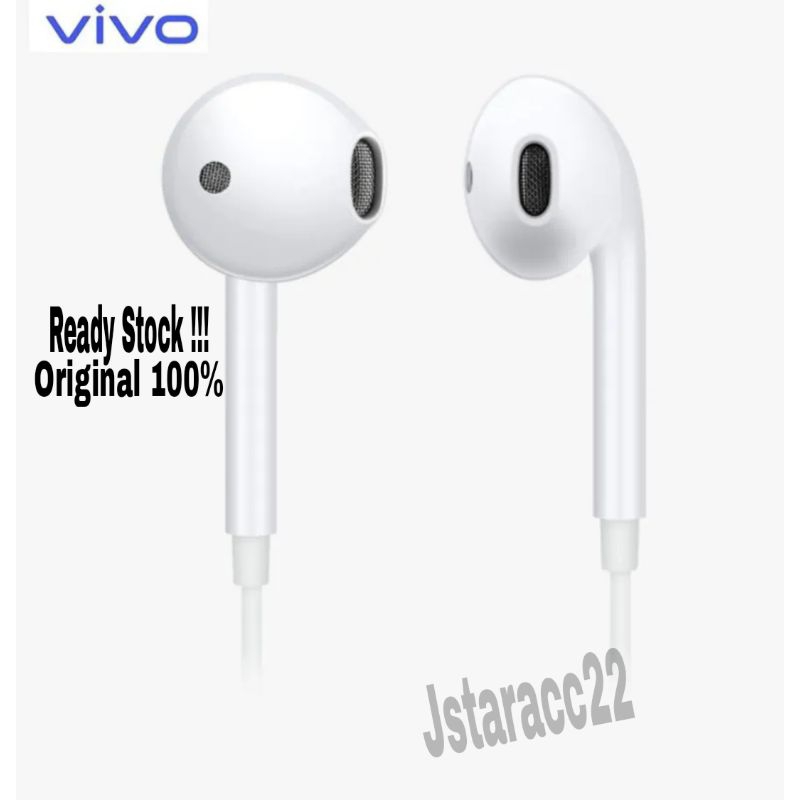 HEADSET EARPHONE VIVI Y22 4G 2022 JACK 3.5MM ORIGINAL 100% HANDSFREE ORI PURE BASS STEREO