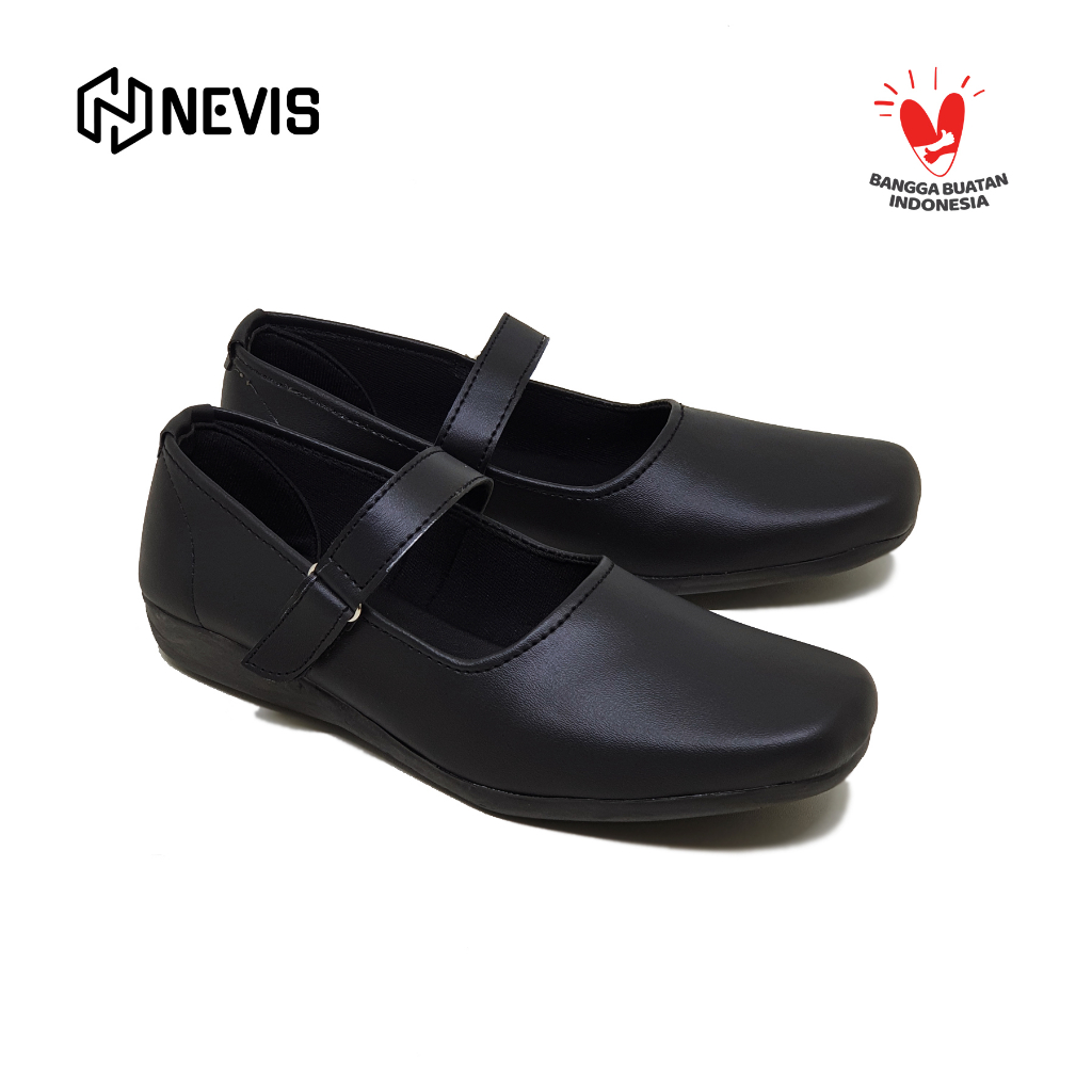 Sepatu Pantofel Paskibra Wanita Kretekan Nevis Nvs 86 Original Sepatu Flat Formal Kerja Kantor Guru Pns  Paskib Hitam