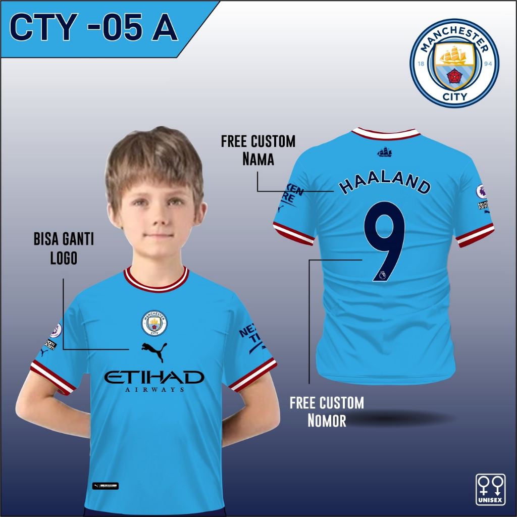 Jersey Manchester City Anak Jersey Haaland baju bola anak