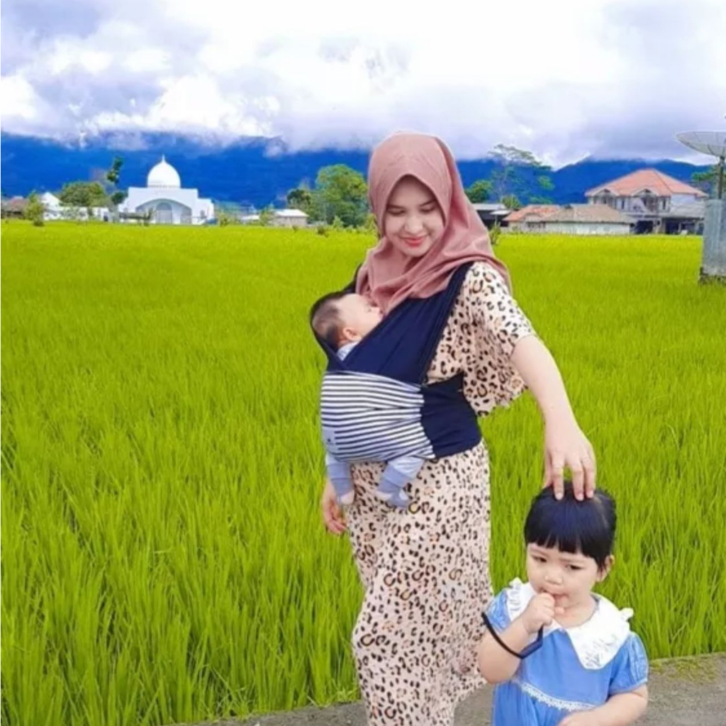 Gendongan Bayi 3in1 Fast Baby Wrap Motif Salur Stripe dengan Sash Belt babysultan