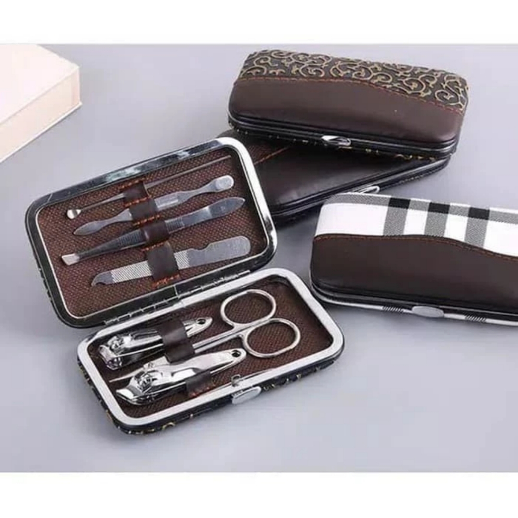 Alat Potong KUKU Set Manicure Pedicure Kotak Garis Batik