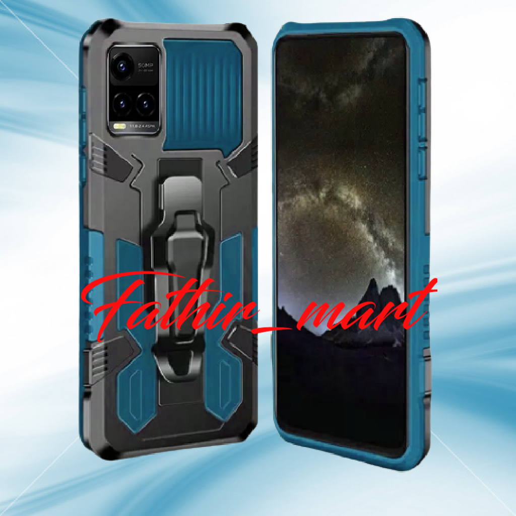 Hard Case Robot iCrystal VIVO Y21 VIVO Y21S VIVO Y33S Casing With Belt Clip And Stand