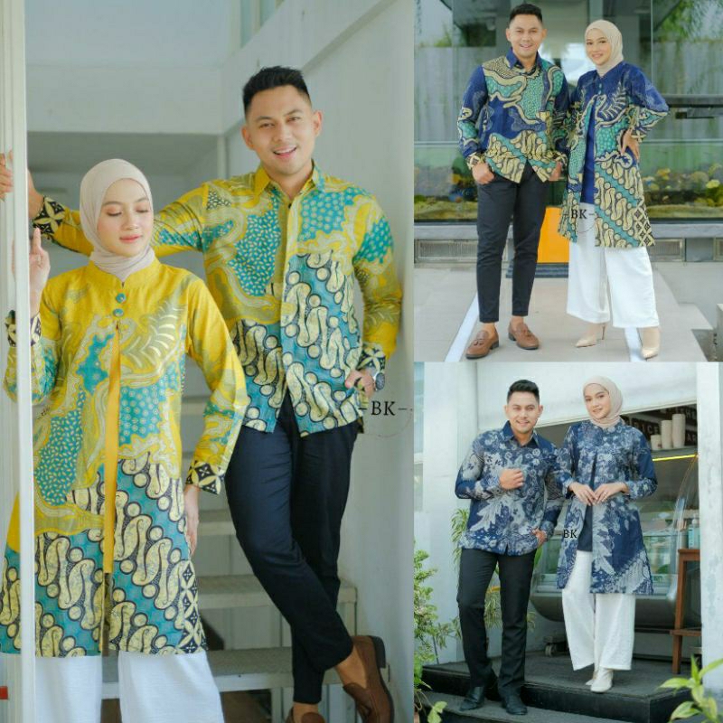 BAJU COUPLE BATIK SERAGAM KANTOR TUNIK KEMEJA DEWASA M L XL XXL