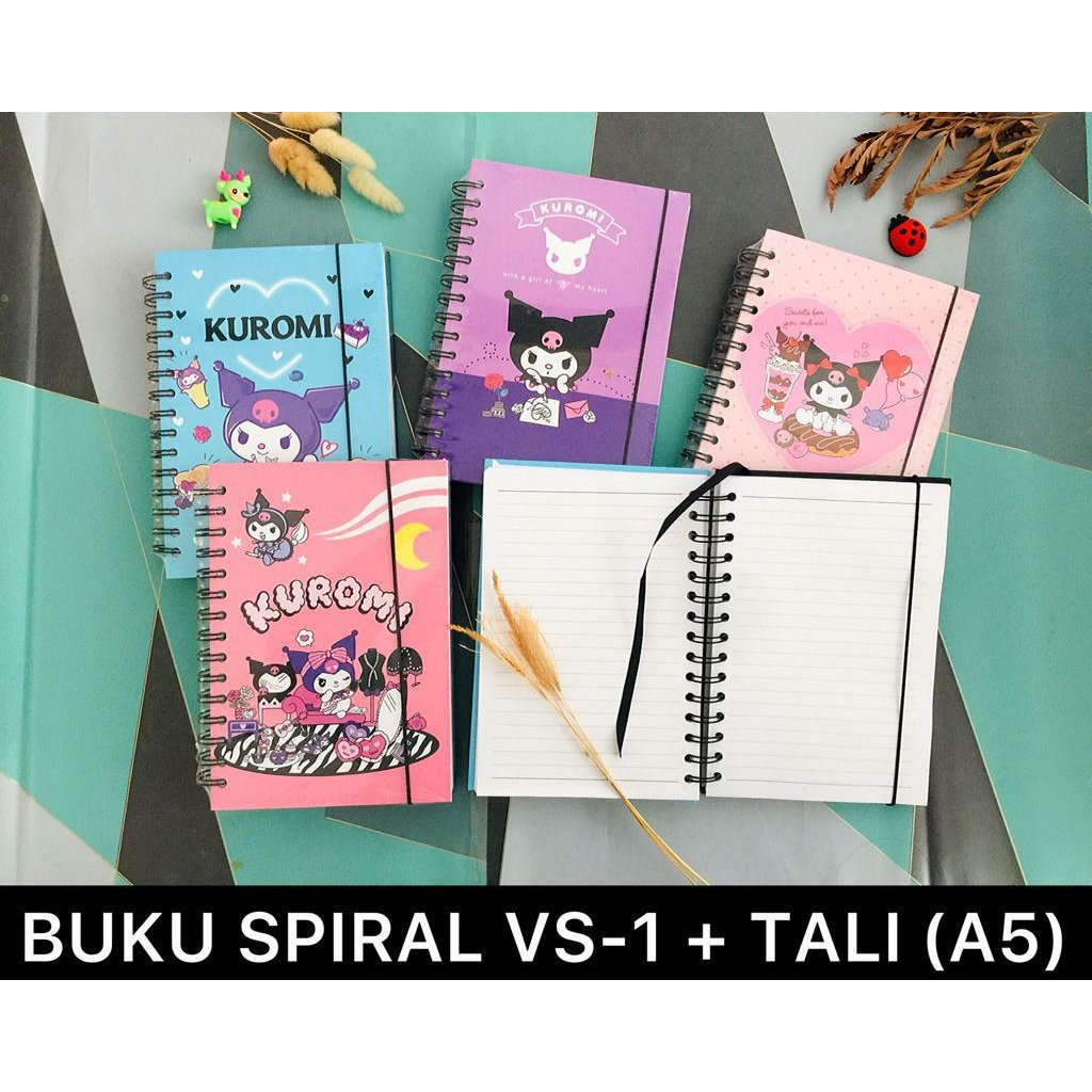 

Buku Agenda Spiral + Tali / Diary Ukuran A5 Motif Kuromi Isi 160 Lembar. Vs-1