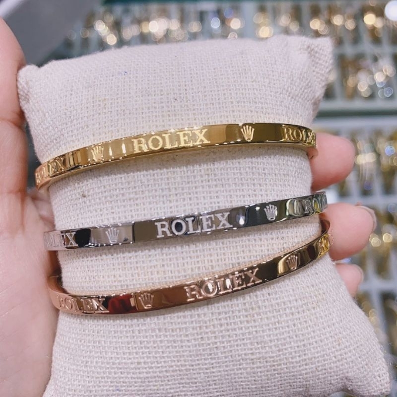 Gelang Titanium asli Set isi 3pc Bahan tebal kilau mirip emas asli Premium Quality Anti karat anti alergi Stainless steel  ori G0992