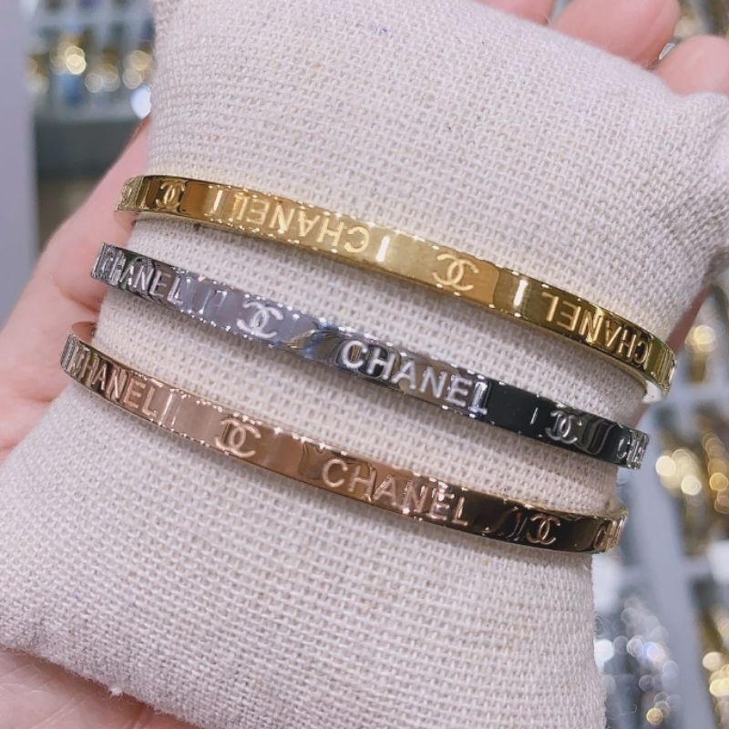 Gelang Titanium asli Set isi 3pc Bahan tebal kilau mirip emas asli Premium Quality Anti karat anti alergi Stainless steel  ori G0306