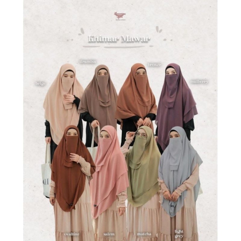 Khimar Instan Mawar Ori Khumaira Syar'i / Hijab Segi Instan / Segi 4 Instan