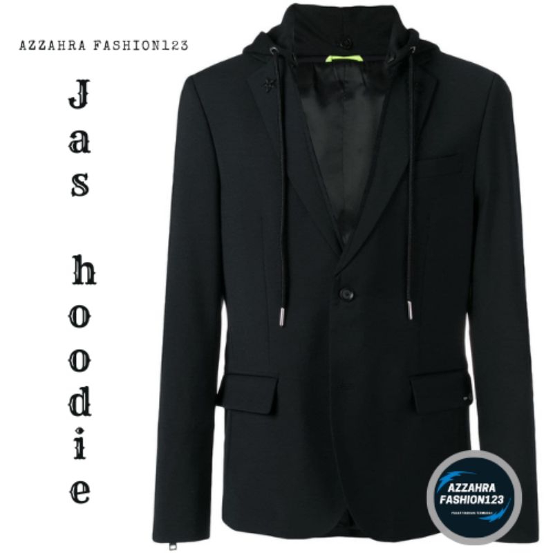 JAS HOODIE HOODED HYBRID BLAZER HITAM FORMAL / JAKET HOODIE JAS KATUN