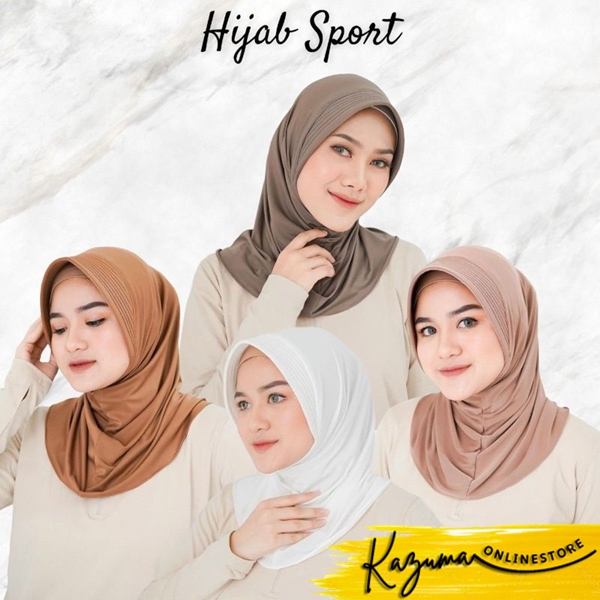HIJAB SPORT / JILBAB VOLLY INSTAN / HIJAB INSTAN OLAHRAGA BAHAN JERSEY BALON