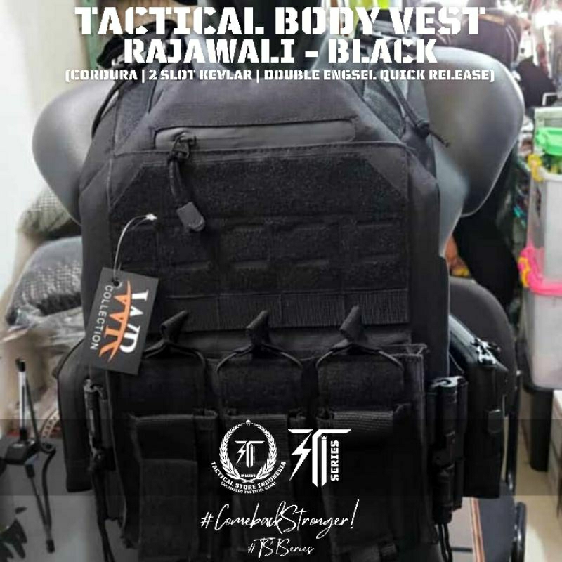 ORIGINAL Body Vest Rajawali TNI POLISI Double Quick Release - Rompi Anti Peluru - Bodyvest Hitam Hijau Brimob Cream UN