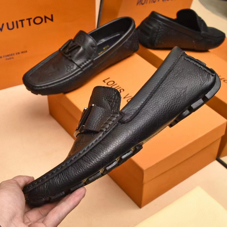 loafer cowok sepatu lv pria slip on hitam men shoes moccasin terbaru p1shoes sepatu kulit tanpa tali