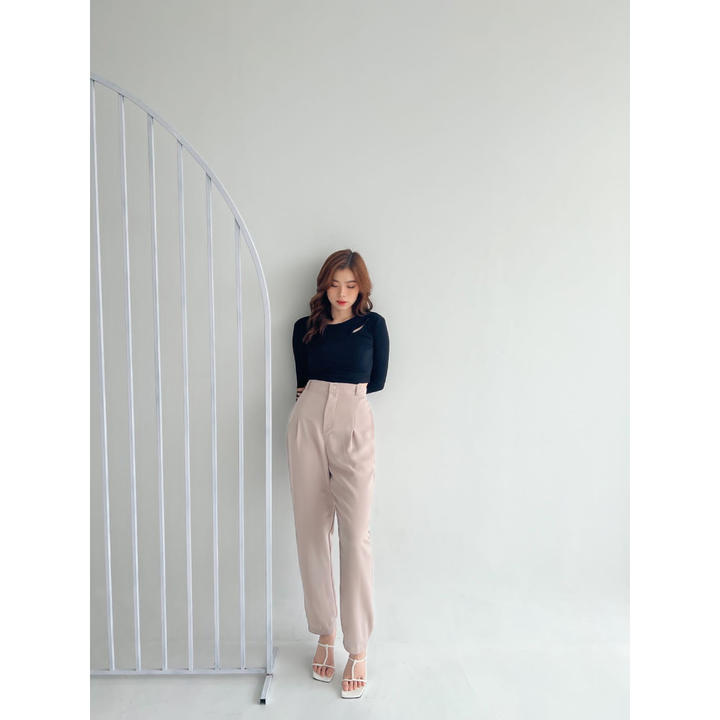 Kenny Pants Polyester Premium - Celana Highwaist Anti Kusut - Celana Kantor Kulot Wanita - Pencil Pants / KENNY SJJ 837