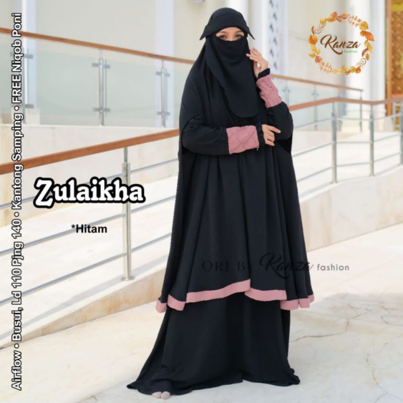 [Dheesty] Gamis Set Khimar Bolong ZULAIKA by Kanza