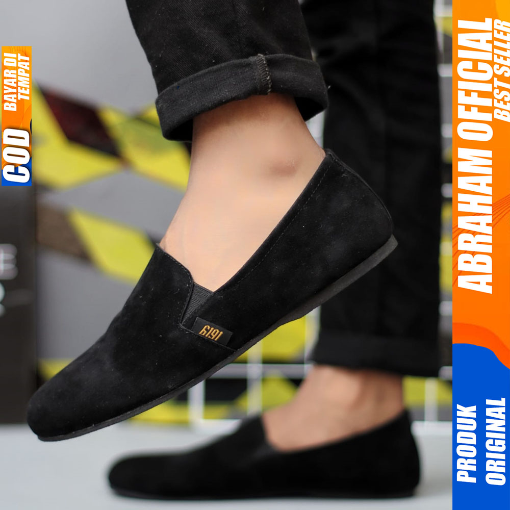 Sepatu Casual Slip On Slop Hitam Pria