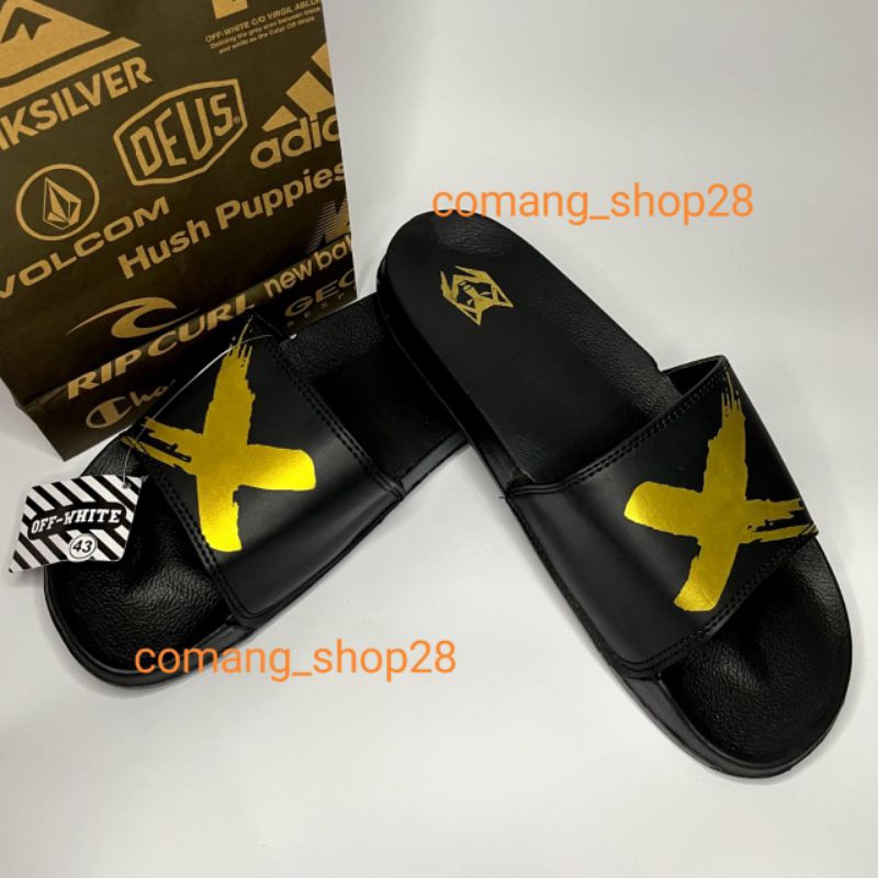 sandal sendal slop selop pria terbaru maxslide hitam x gold