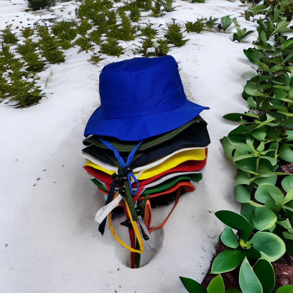 Topi Rimba Anak Bahan Drill, Topi Hutan, Bucket Hat, Warna Lengkap.