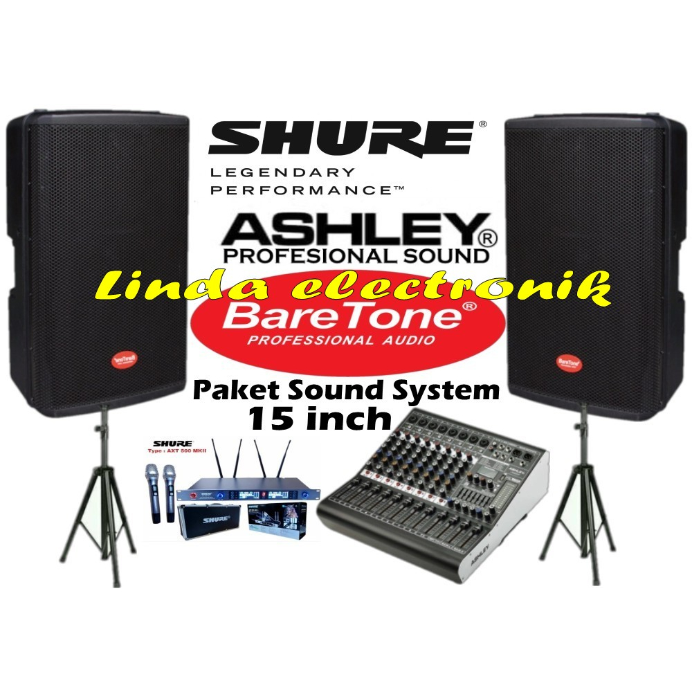 paket sound baretone max15h 15 inch shure axt500 ll ashley super m8