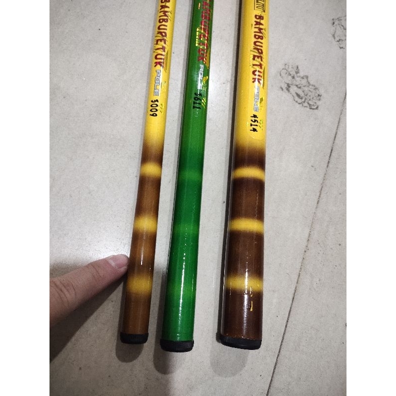 Joran pancing tegeg elito bamboo petuk ruas pendek 38 cm pilihan 300 360 450 cm