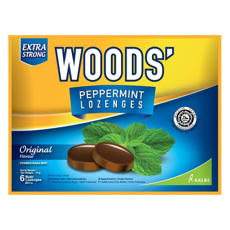 

WOODS' Peppermint Lozenges Permen Extra Strong Original 15 g