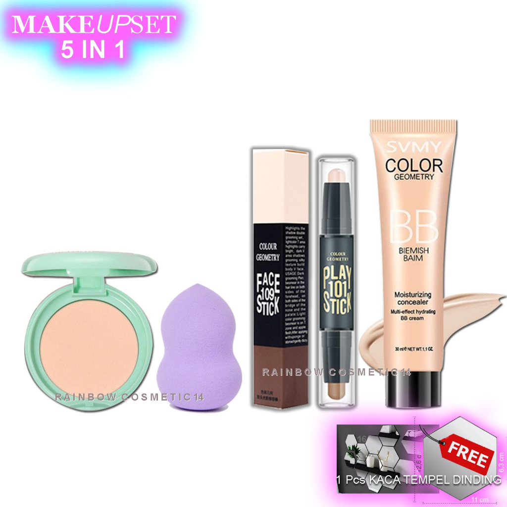 Paket Kosmetik Make Up Lengkap Murah 5in1 Set Rias Wajah Set Lengkap Bedak Padat Lameila Spons Make 