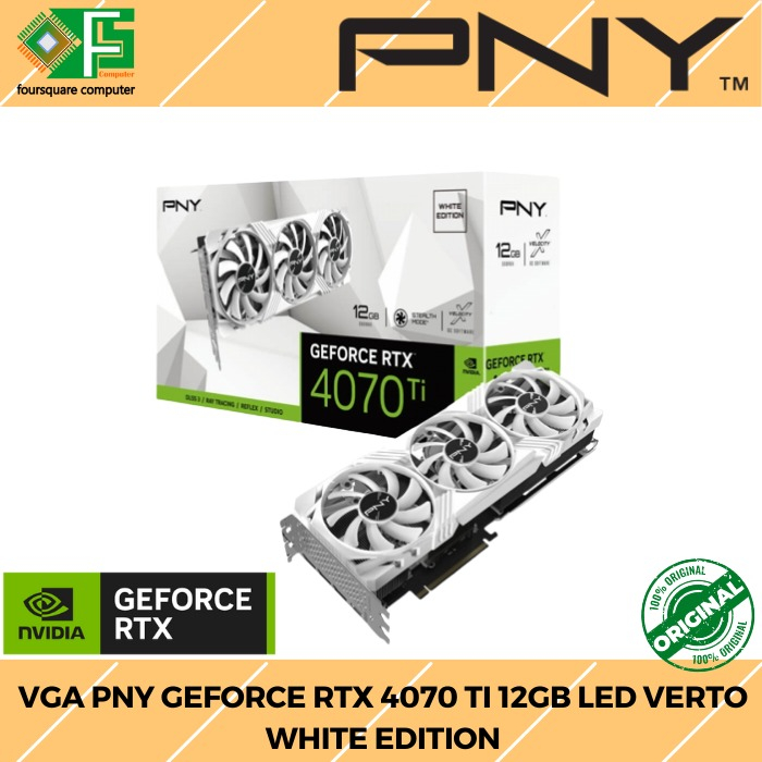VGA PNY GeForce RTX 4070 Ti 12GB LED Verto White Edition GDDR6X Resmi
