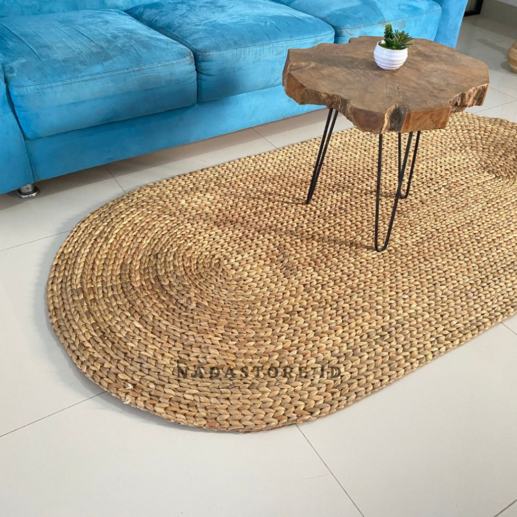 Tikar / Karpet / Rug Anyaman Enceng Gondok / Karpet Oval Natural Enceng Gondok