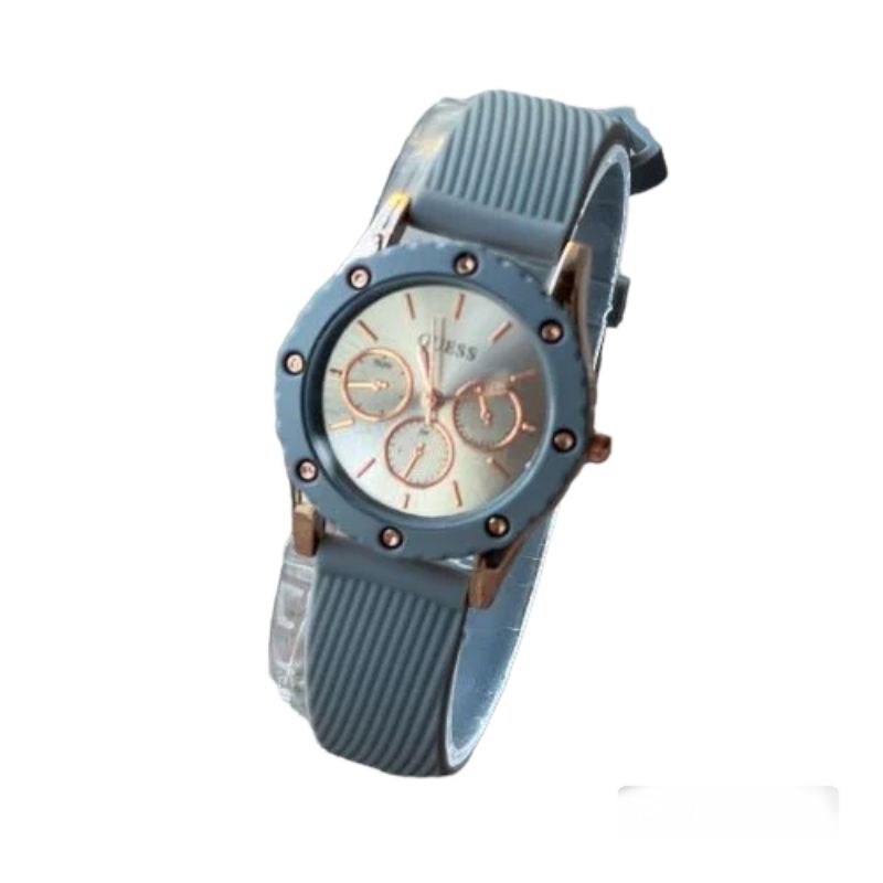 (Cod)Jam Tangan Wanita Fashion Gues Crono3 Baut Varisi Strap Karet/Rubber(Dikirim Jakarta)