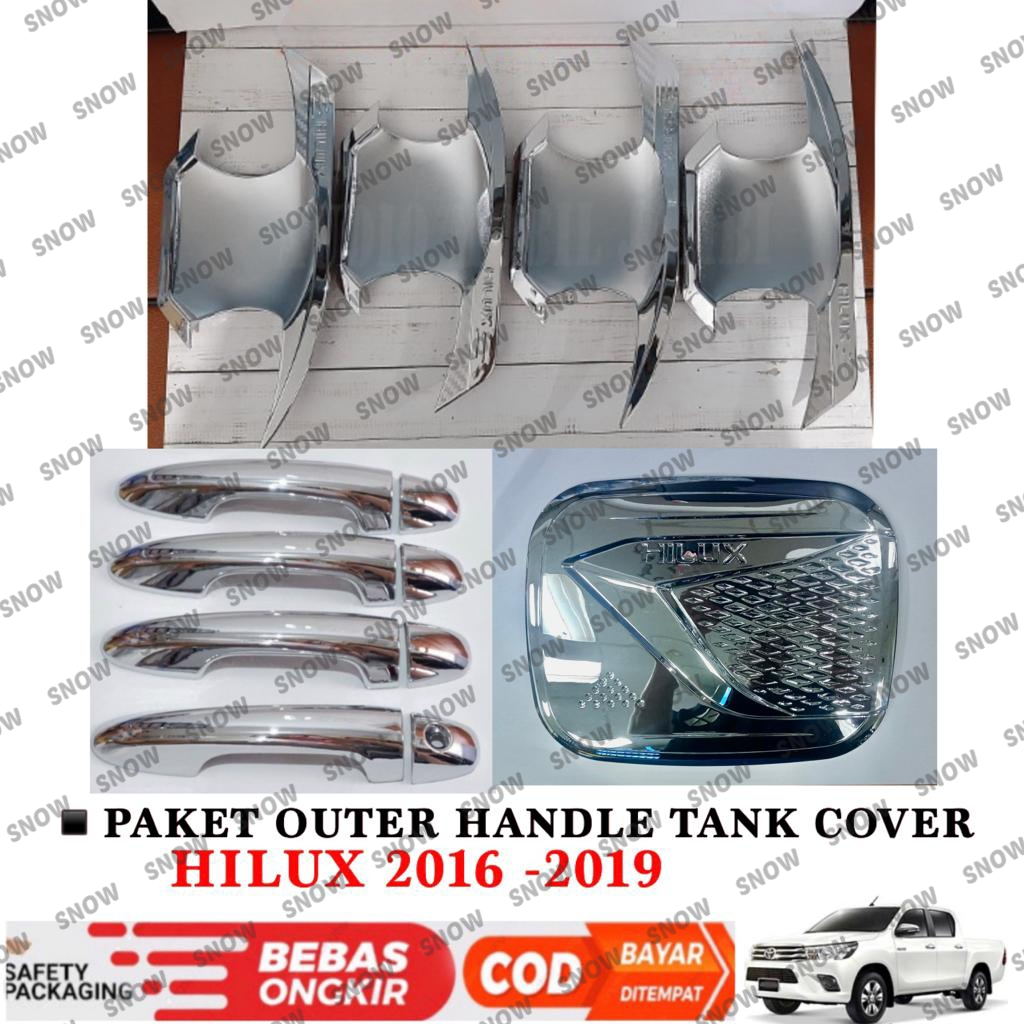 Paket Outer Handle Tank Cover All New Hilux 2016 2018 2019 Elegant Hitam Chrome