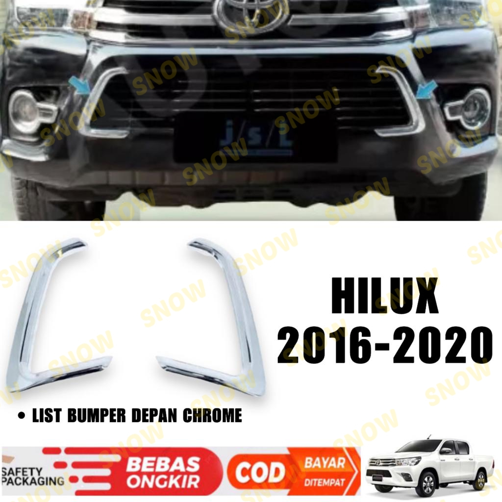 List Bumper Samping All New Hilux Revo 2016 2018 2019 Front Bumper Trim Chrome