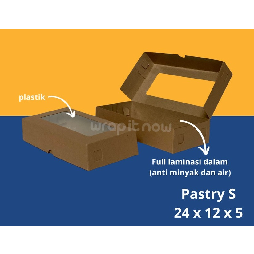 BROWNIES BOX KRAFT MIKA 24x12x5cm 10pcs LAMINASI 365 GSM