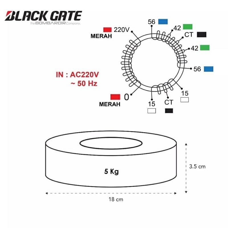 BG Trafo Toroidal Trafo Donat BLACKGATE - 25A CT  56V &amp; 42 V tipis/slim 100% tembaga