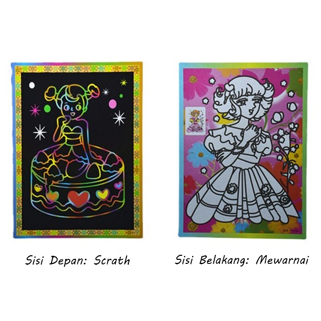 Magic scratch color - Kertas gambar gosok - Mewarnai anak magic scratch