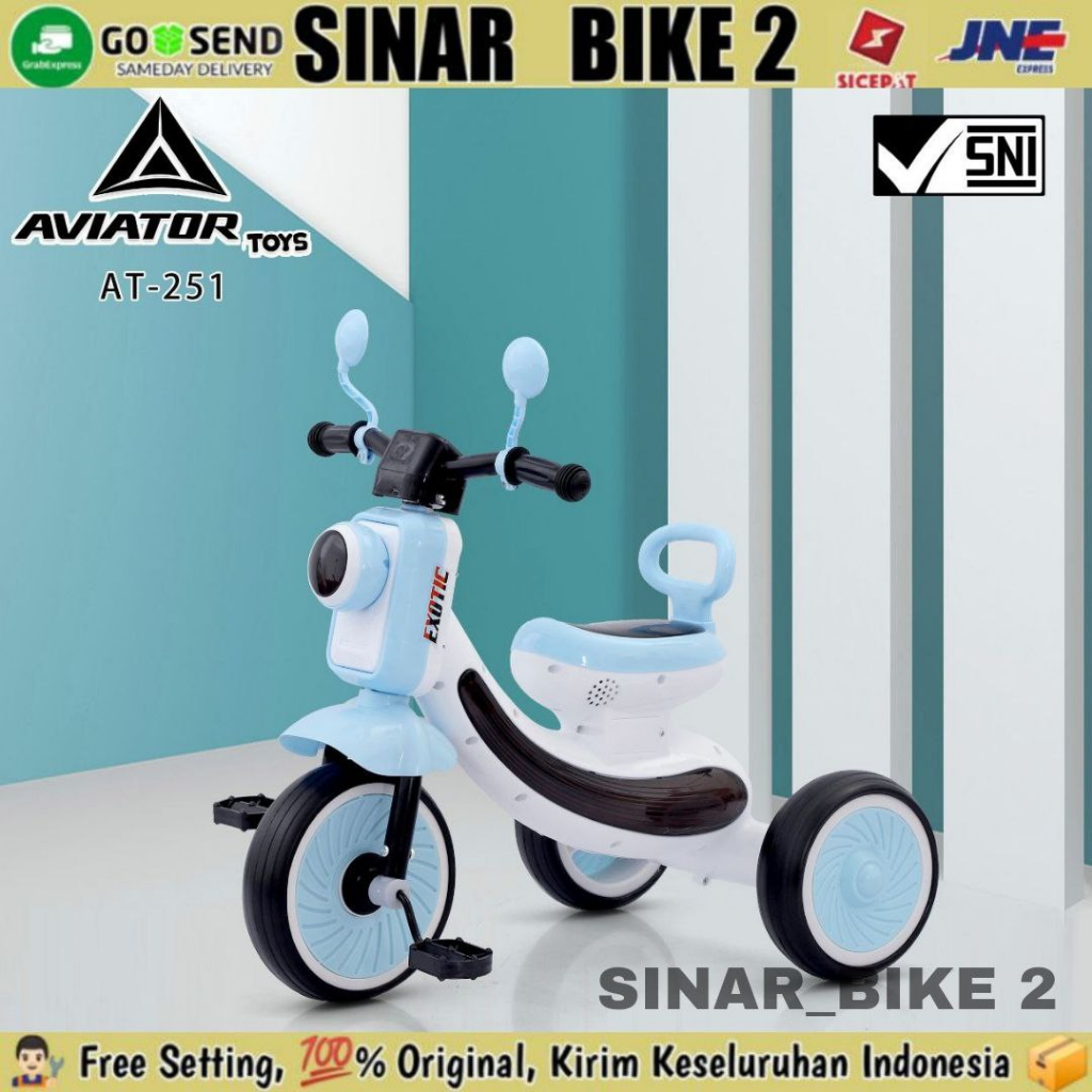 Sepeda Roda Tiga Aviator AT-251 Tricycle Anak Ada Music