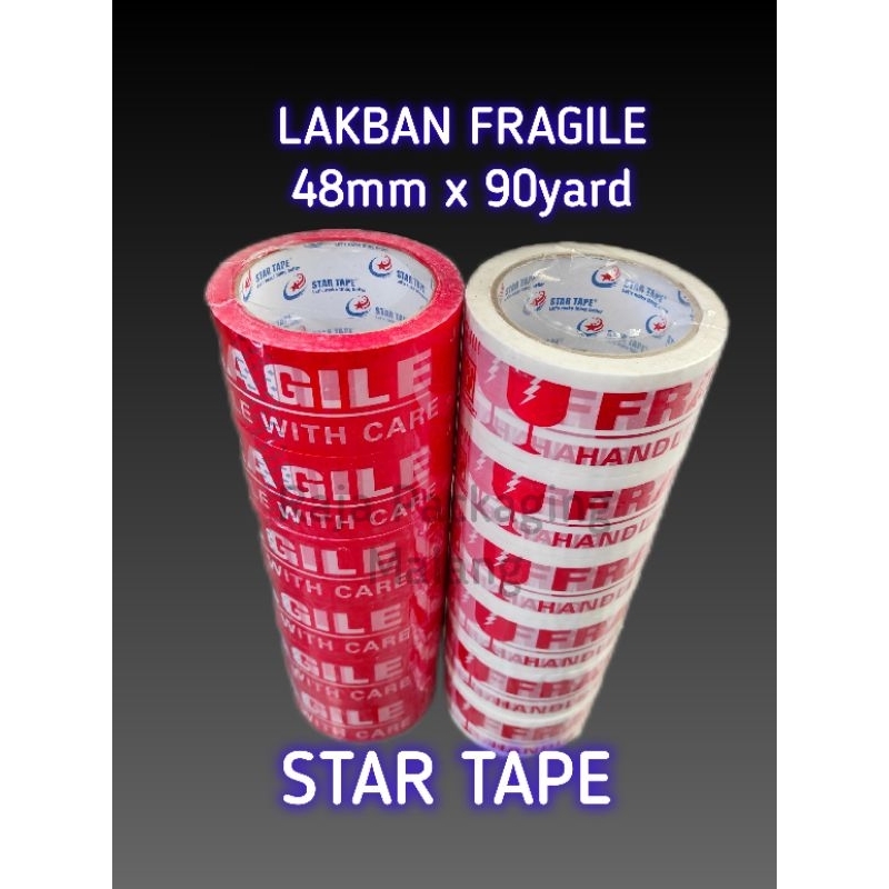

Lakban Fragile StarTape (6roll) Merah Putih 48mm x 90yard Murah