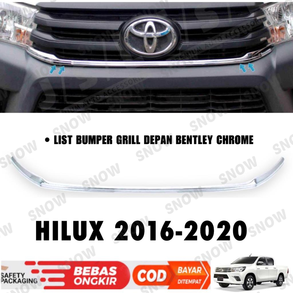 List Depan All New Hilux Revo 2016 2018 2019 Front Grill Trim Chrome