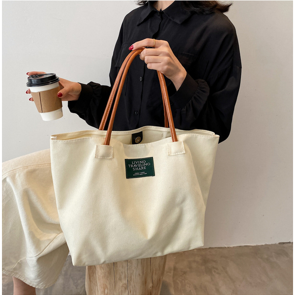 Tas Tote Kanvas Wanita Mode Kapasitas Besar Gaya Korea 223-11