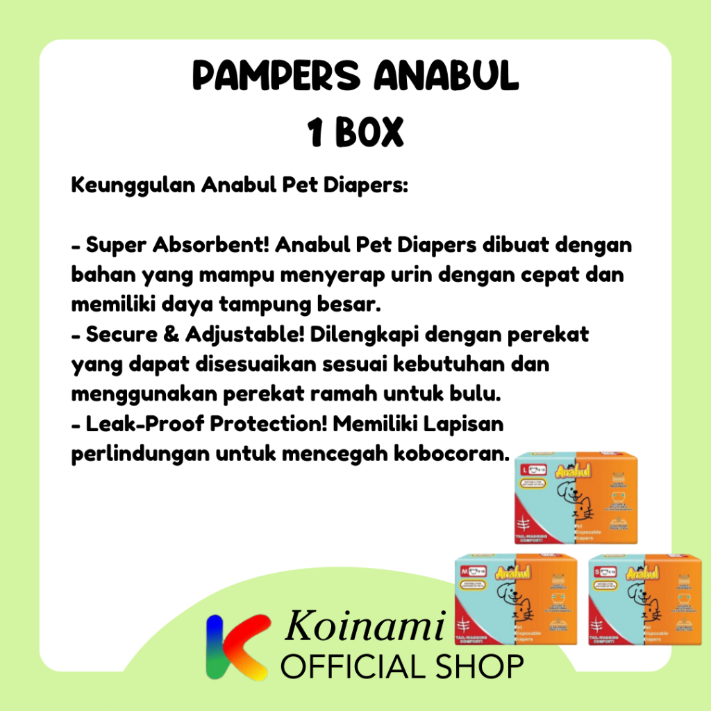 PAMPERS ANABUL @ 1 box/ popok hewan / PAMPERS KUCING / PAMPERS KUCING / pet diapers  / PETSHOP