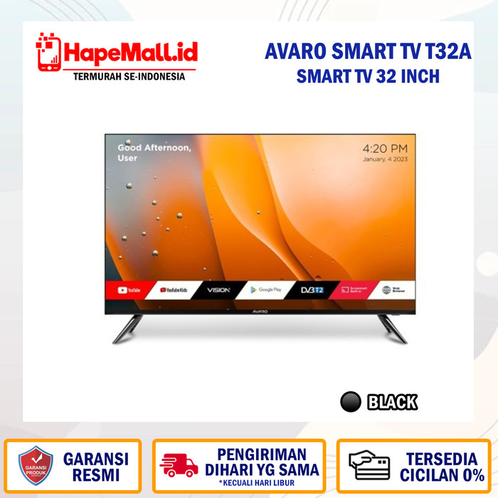 AVARO SMART ANDROID TV 32&quot; T32A HD Digital DVB-T2 TV GARANSI RESMI