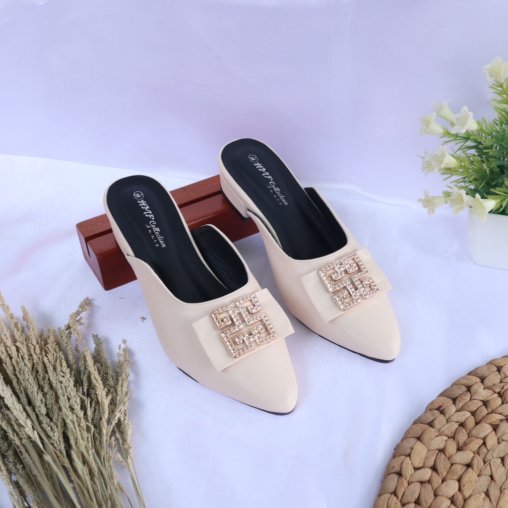 HMF Novaria Sepatu Hak Mules Wanita 3 cm MT19