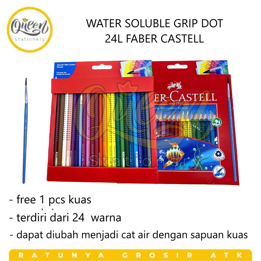 

1 SET WATER SOLUBLE GRIP DOT 24L FABER CASTELL COLORING PENCIL PENSIL WARNA