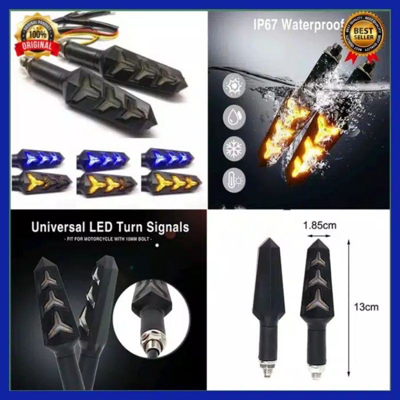 Sen Running Lampu Sein LED Running Model Panah Universal Semua Motor klx crf vixion tiger
