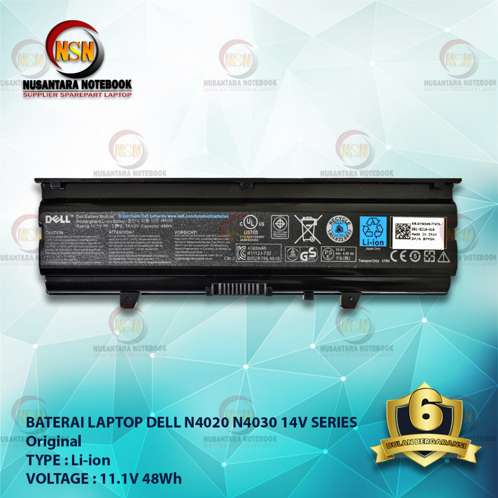 Baterai Dell Inspiron 14V 14VR N4020 N4030 M4010 TKV2V 11.1V 48Wh