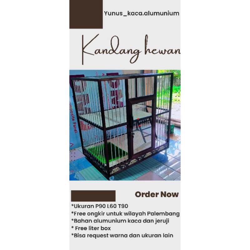 KANDANG KUCING ALUMUNIUM KANDANG HEWAN P90 L60 T90 HANYA PALEMBANG